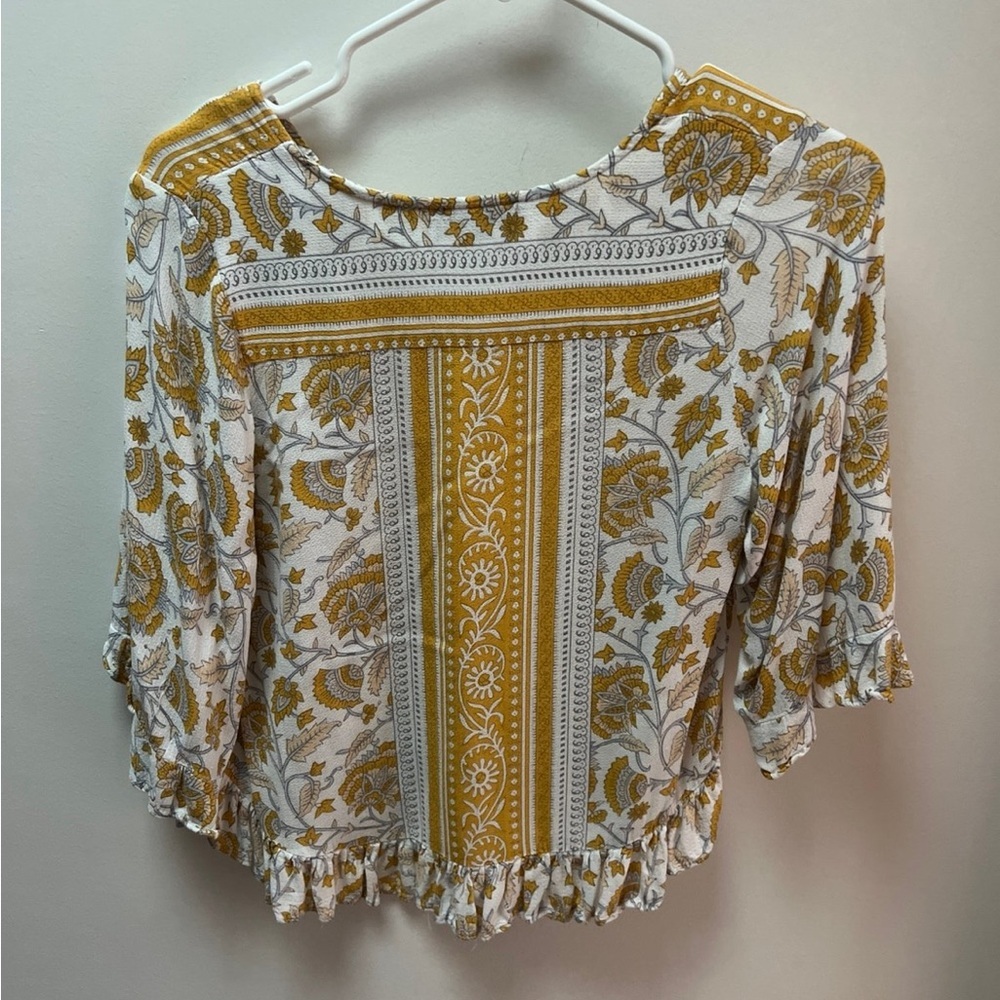 Rachel Zoe gold paisley blouse size XS - Picture 7 of 8